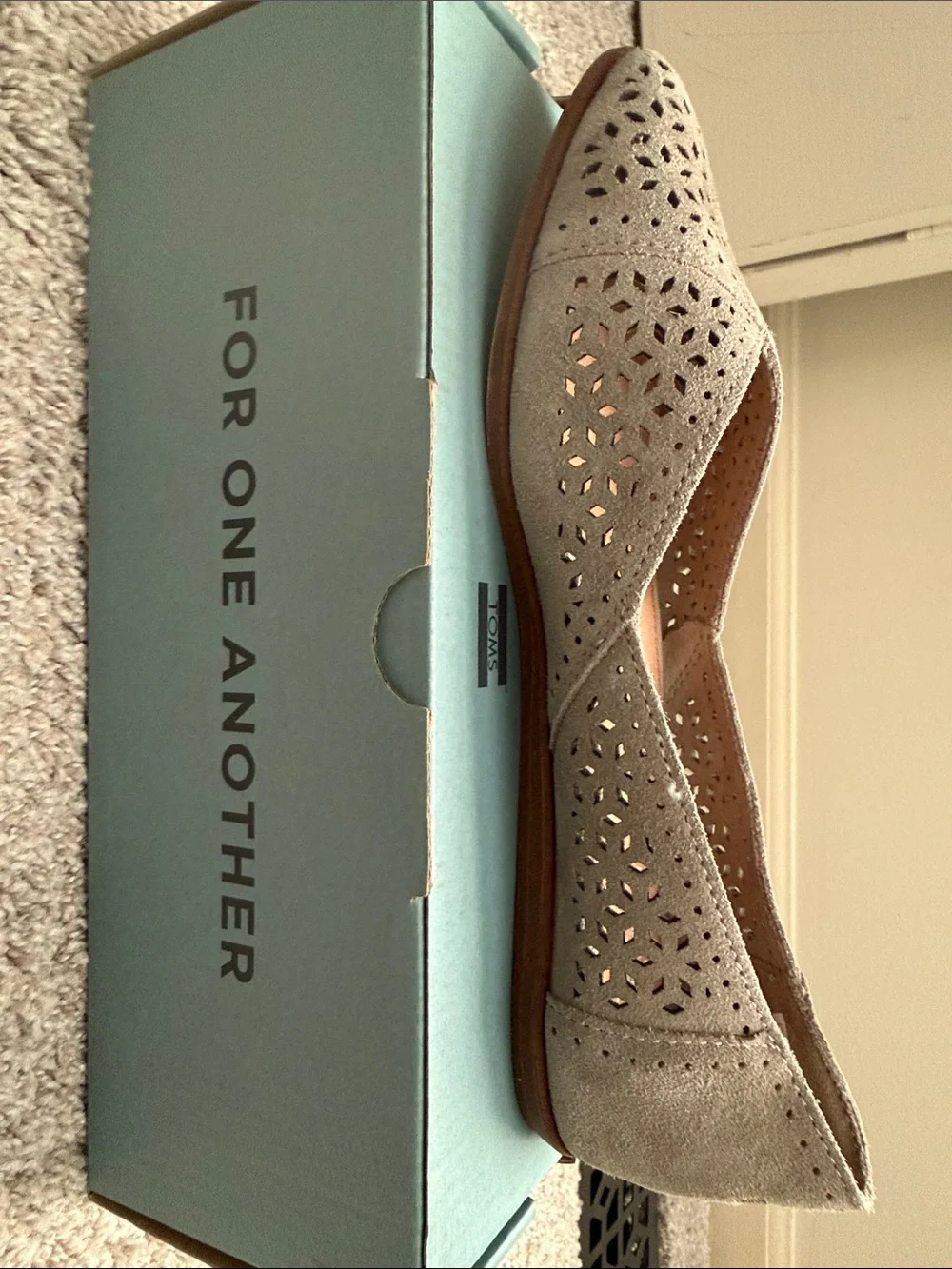 Toms Women's Taupe Laser-Cut Ballet Flats
